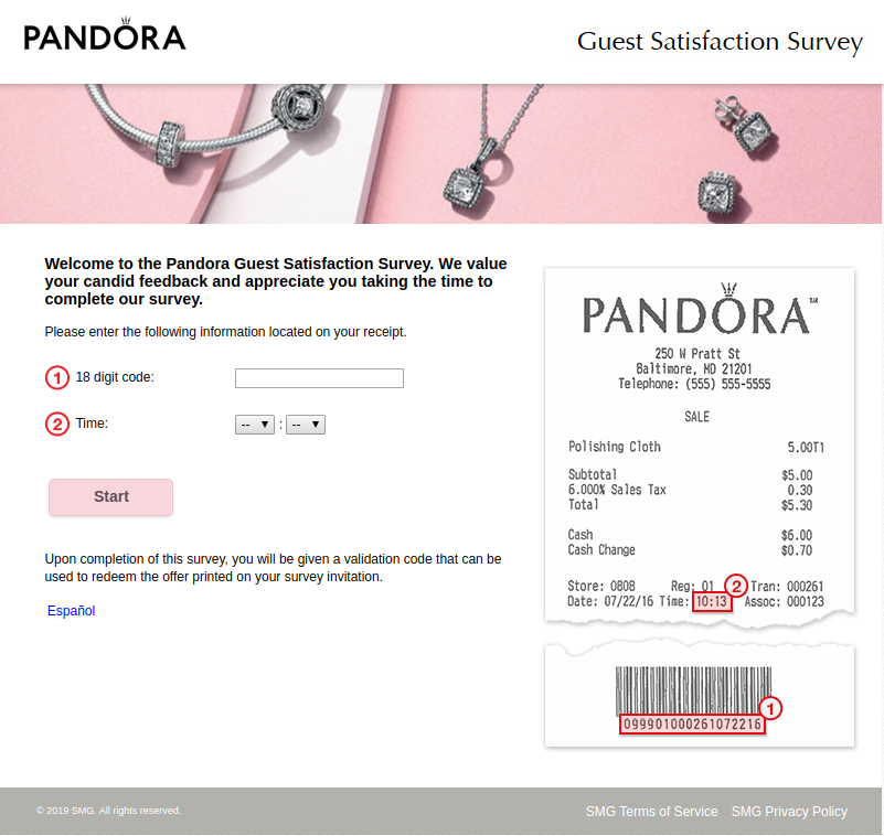 Pandora Guest Satisfaction Survey