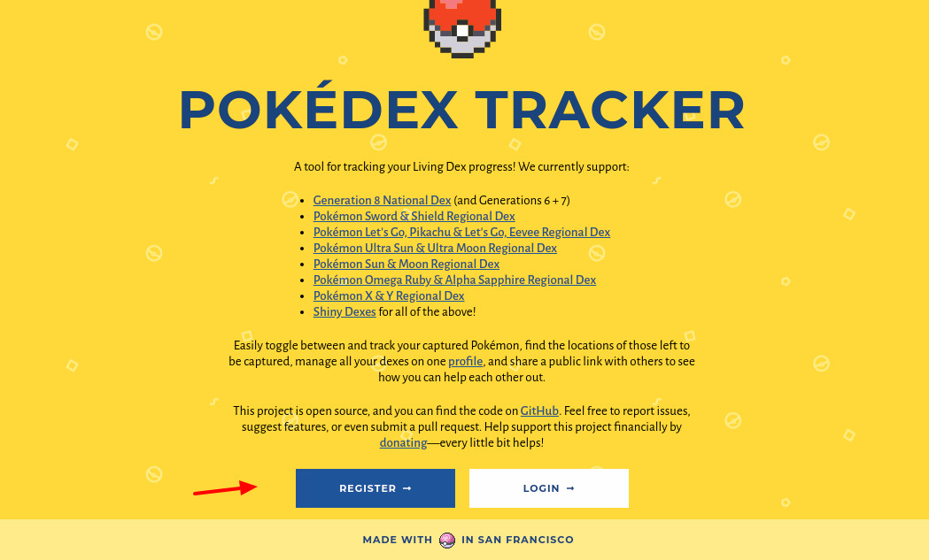Pokédex Tracker Register