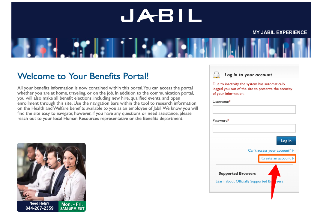 Create JABIL Benefits Login account