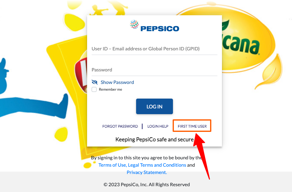 MYIDM PepsiCo first time user account