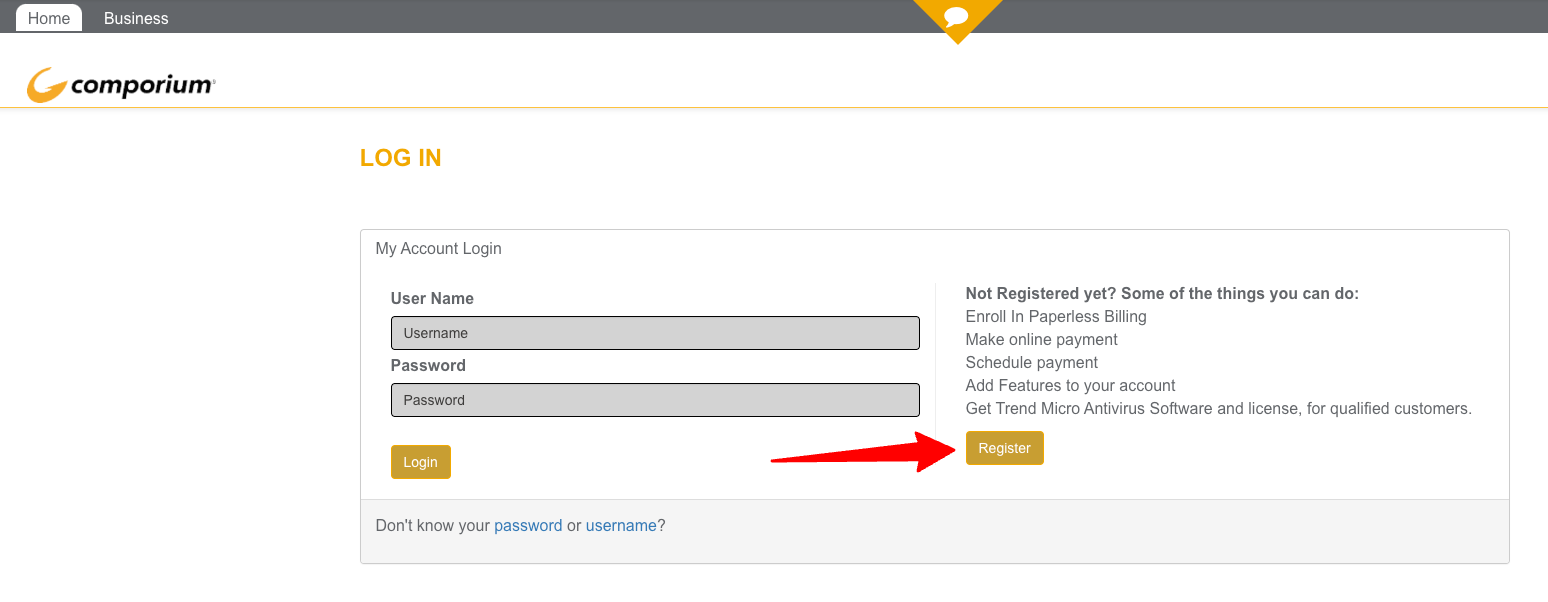 Register for Comporium Login account